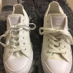 Converse in all white.